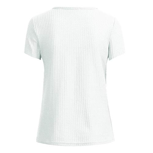 Tank Tops for Women,Toponly Summer Waffle Knit Vest Tee Short Sleeves Solid Loose Fitting T Shirt Tops Singlet Undershirt