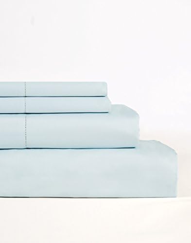Lavish Lux Bedding 600 Thread Count 100 % Cotton Sateen Weave Silky Soft 4 PC Full Sheet Set - 2 Pillowcases, 1 Flat Sheet and 1 Fitted Sheet, King, Sky Blue