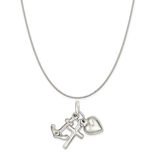 Mireval Sterling Silver Faith, Hope and Charity Charm on a Sterling Silver Chain Necklace, 16"-20"