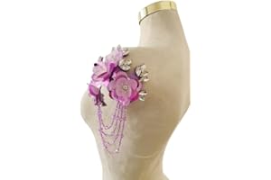 PLune 3D three-dimensional flower Rhinestone Applique Sewing Shining Beads Stones Trim Crystal Fringe Patches for Dress Clothes Accessories 5.5X6.2inches (Light purple,B)