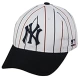 MLB Cooperstown ADULT New York YANKEES Wht Pin Stripe Hat Cap Adjustable Velcro TWILL Throwback