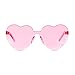 GIFIORE Heart Sunglasses for Women Cute Rimless Heart Shaped Sun Glasses Candy Color Shades (Pink)