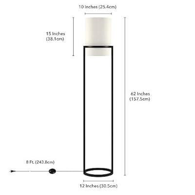 Casimir 62" Tall Floor Lamp with Fabric Shade in Blackened Bronze/White 31WoyqmrImL
