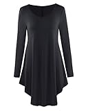 OUGES Women's Long Sleeve V Neck Tunic Loose T-Shirt Dress