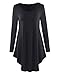 OUGES Women's Long Sleeve V Neck Tunic Loose T-Shirt Dress