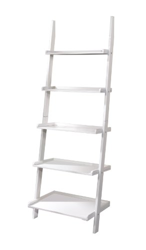 Furniture of America Klaudalie 5-Tier Ladder Style Bookshelf, White