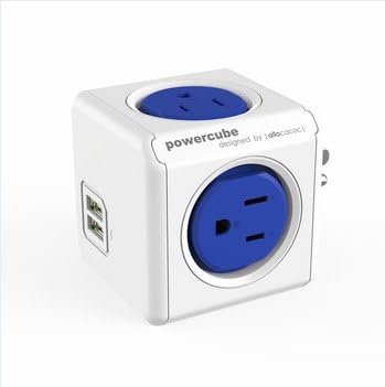 Lcyyo@ TU-4200 Portable Wireless Creative US Standard Power Socket 4-Outlet 2-USB Charging Port Power Cube Wall Socket for Home Office Traveling Use (Blue)