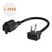 CableCreation [5-Pack] 1 Foot Short Power Extension Cord,16 AWG Angle Power Extension Cable Cord for NEMA 5-15R to NEMA 5-15P, 0.3M / Black