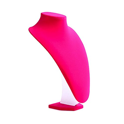 Velvet Necklace Holder Display Jewelry Organizer for Women Deep Pink (22cm)