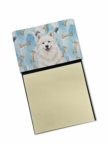 Caroline's Treasures Cream Samoyed Coworker Watercolor Sticky Note Holder Refil…