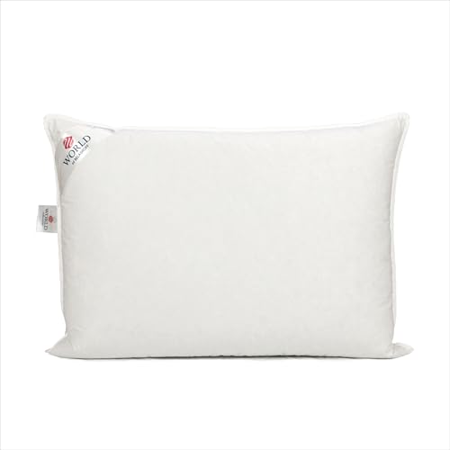 WORLD OF BELASHOFF Luxury Siberian 2 Chambers Goose Down 80% and Small Goose Feather 20% Medium Support Bed Pillow, 100% Organic Cotton (Queen size 50 * 75cm)