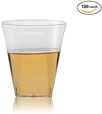 Silver Collection Shot Glasses 2 oz Elegant Square Clear Plastic Disposable Cups -Pack Of 100-