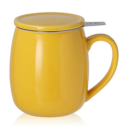 Peacehome Tea Cup Infuser Lid 17.5 OZ Large Ceramic Tea Mug with