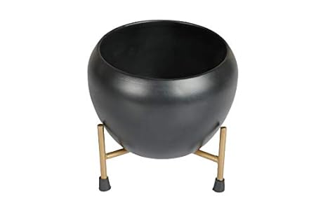 Rise Corp Iron Table Top Planter Stand with Plain Pot - Durable, Rust Free, Suitable for Indoor, Outdoor Plants Desk D