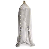 Trcoveric Princess Bed Canopies Premium Yarn Mosquito Net for Kids Baby Children's Room, Play Tent Bedding House Decor Reading Corner Gray
