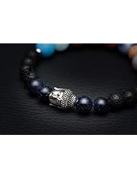 Karseer Buda 7 Chakra Pulsera Ansiedad, Alivio del Estrés, Cristales Naturales, Piedras curativas Equilibrio de Energía Pulsera de Cuentas, Meditación Protección de Oración, Joyería de Regalo, Unisex