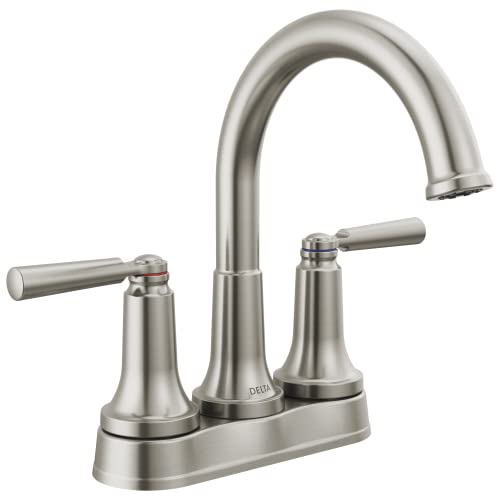 Delta Faucet Saylor 2-Handle Deck Mount Bathroom Faucet, Brushed Nickel, Diamond Seal Technology, 2535-SSMPU-DST