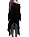 ZANZEA Women's Long Sleeve O-Neck Irregular Hem Jumper Pullover Loose Long Dress Black 2XL