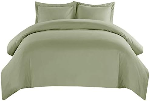 Royal Hotel's Solid Sage 550-Thread-Count 3pc Full / Queen Duvet-Cover 100-Percent Cotton, Sateen Solid