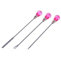 Misright 3Pcs Muddler Poke Needle Spoon Tool Set For Silicone Resin Mold Jewelry Making (Hot Pink)