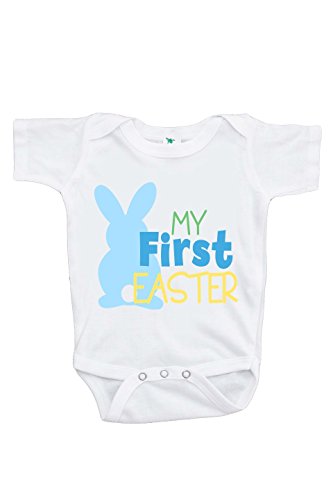 Custom Party Shop Unisex Baby's Novelty Blue Bunny My First Easter Onepiece 6-12 Months Blue and Yellow