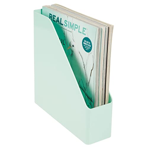 mDesign Plastic Slim Vertical File Folder Bin Storage Organizer with Handle Hold Notebooks