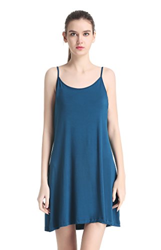 Cherislpy Women's Cute Criss Cross Back Nightdress Loose Hollow Out Camisole Sleepwear(Navy Blue,XL)
