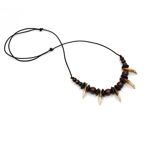 Mens Prehistoric Caveman Tribal Real Wolf Tooth Necklace Brown
