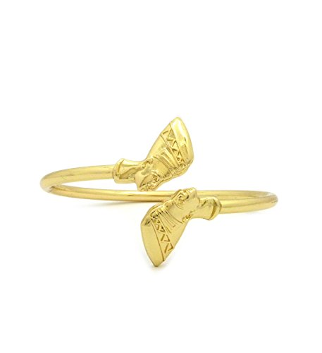 Egypt Queen Side Face Nefertiti Small, Medium, Large Cuff Bangle Bracelet in Gold Tone Zinc Alloy