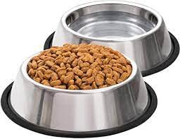 Buy-Simplicity® Stainless Steel Dog Bowls, Cat Feeding Bowls, Kitten Plate Bowls With Non-slip Rubber Bases, Small & Medium Pet Feeder Bowls And Water Bowls (2x Medium Pet Bowls)