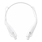 Wireless Bluetooth Sports Headset, with Stereo Vibration Neckband Style Earphone Headphone for Cellphones iPhone, Nokia, HTC, Samsung, LG, Moto, PC, iPad, PSP Bluetooth Devices (White)