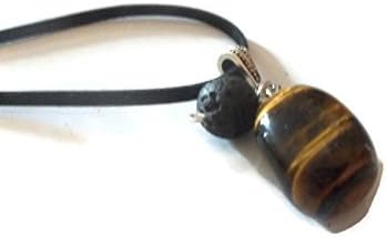 Tiger Eye Gemstone Necklace Lava Rock Aromatherapy Essential Oil Diffuser Pendant Spiritual Crystal Jewelry