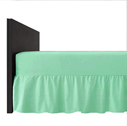 Mfabrics Poly-Cotton Extra Deep Fitted Valance Sheet - Easy Care, Machine Washable - Available in 20 Colours - 40cm Frilled - Single Double King Super King Pillowcase Pair (Duck Egg, Single)