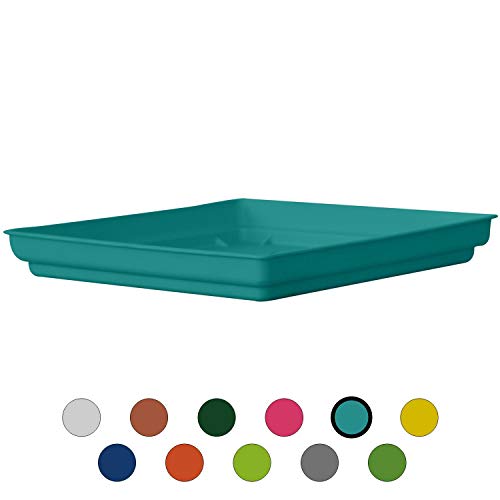 ALMI Plastic Accent Square Planter Drip Tray 10.5-Inch Ideal for 14-inch – for Plants, Flowers, Pot, Indoor, Outdoor – Turquoise