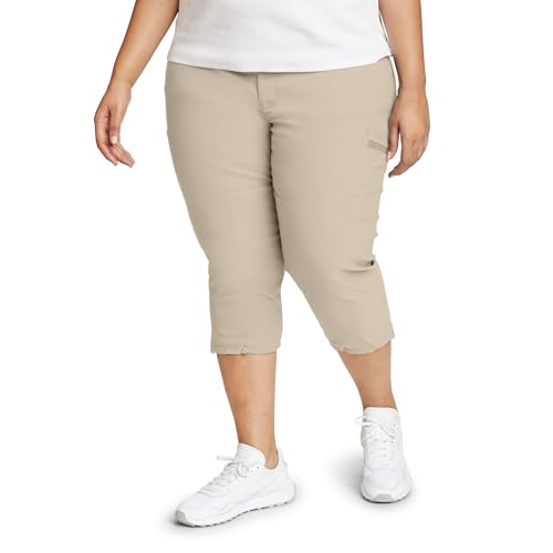 Eddie Bauer Women's Fixed Waist Active Performance Rainier Capri Pants, Pumice,…