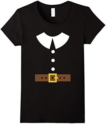 Womens Thanksgiving Pilgrim Holiday Costume T-Shirt Large Black