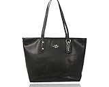 Coach Black Cross-grain Leather City Zip Top Tote