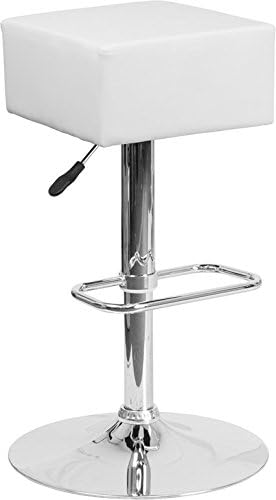 Estella "Alix" Backless White Vinyl Swivel Height Adjustable Bar/Counter Stool