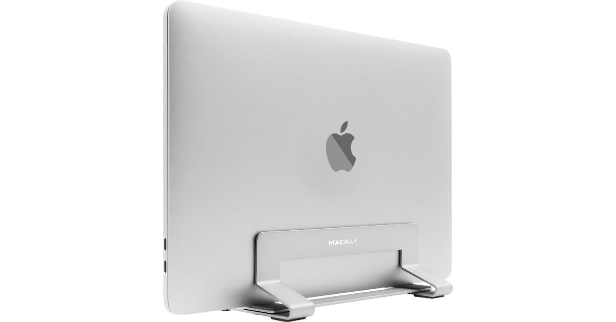 Macally Universal Vertical Laptop Stand 13"-17" - Aluminium Silver