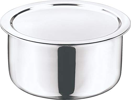 Vinod Platinum Triply Stainless Steel Tope with Cover, 1.7 litres, Shiny Glossy