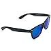 Faux Wood Reflective Revo Color Lens Horn Rimmed Style Sunglasses,Light Wood Print / Mirror Blue