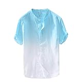 LISTHA Button T Shirts Men Baggy Cotton Linen Short