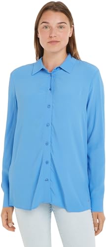 Tommy Hilfiger Blusa Donna Crepe Shirt Elegante, Blu (Blue Spell), 38