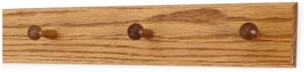 Solid Oak Shaker Peg Rack Made in The USA - Golden Oak Stain Stain 18 x 3.5 Inches with 3 Pegs