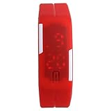 Padgene LED Wrist Watch - Silicone Rubber Gel Jelly Unisex Bracelet, Digital Band, Red