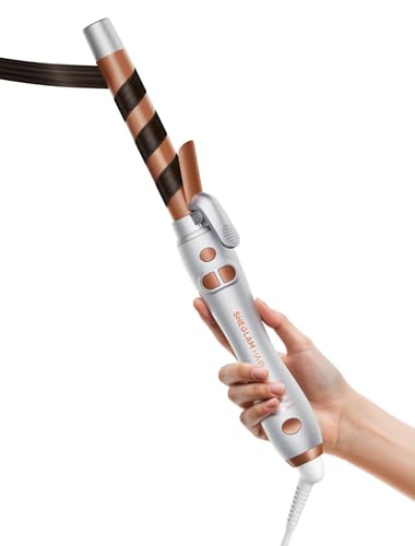 SHEGLAM Rotating Curling Iron Extra Long, Curl Cycle, 1 Inch Automatic Curling Wand for Long Hair, Self Spinning Barrel up to 430°F, Dual Voltage