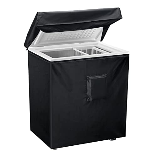 Luxiv Black Chest Freezer Cover - Waterproof, 40Lx25Wx35H, Zipper Pocket, Strap