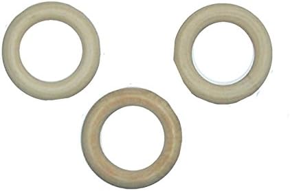 3 Organic Maple Wood Teether Rings (Set of 3 2.5 Inch Wooden Baby Teething Toys)