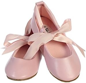Ballerina Ribbon Tie Rubber Shoes Cinderella Flats Toddler Party Pink Size 4