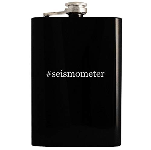 #seismometer - Black 8oz Hashtag Hip Drinking Alcohol Flask